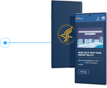 two mobile devices showing screens from an application that CTAC developed for HHS.gov